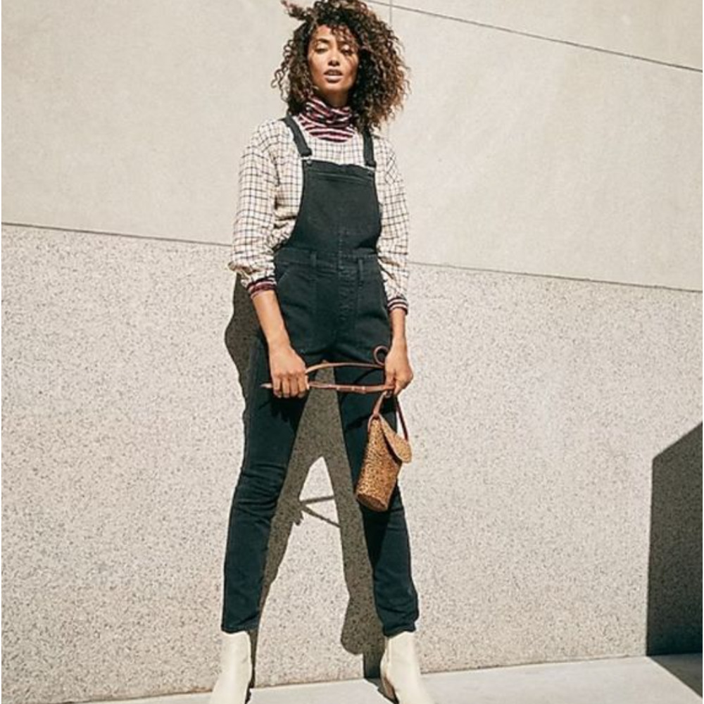 Vintage Madewell Criss Cross Skinny Overalls Denim Women's Black Size XS